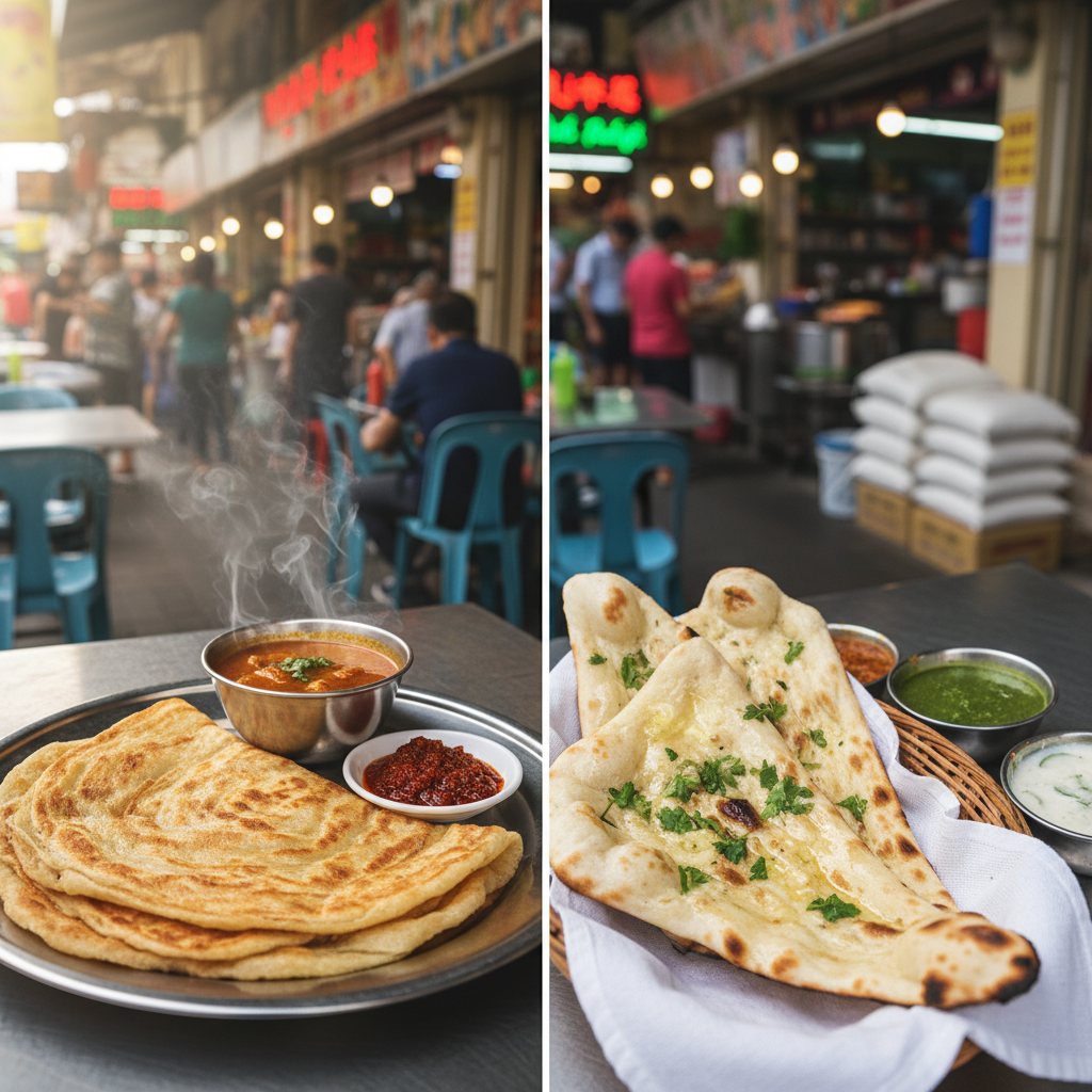 🫓 Roti Prata vs 🍴 Naan: Singapore's Ultimate Flatbread Food Showdown!